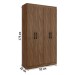 Guarda-Roupa Solteiro 4 Portas Lyon 8 Prateleiras Castanho - Pnr Móveis