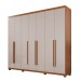 Guarda-Roupa Casal Bahrein 7 Portas 6 Gavetas Cinamomo/Off White - Pnr Móveis