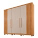 Guarda-Roupa Casal Turim 6 Portas 3 Gavetas Ripado Cinamomo/Off White - Pnr Móveis