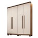 Guarda-Roupa Solteiro Lille 4 Portas 3 Gavetas Imbuia/Off White - Pnr Móveis