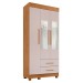 Guarda-Roupa Solteiro Orleans 3 Portas 2 Gavetas com Espelho Cinamomo/Off White - Pnr Móveis