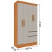Guarda-Roupa Solteiro Oregon 4 Portas 2 Gavetas Cinamomo/Off White - Tcil Móveis