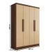 Guarda-Roupa Solteiro Arcadia 4 Portas 2 Gavetas Off White/Nogueira - Panorama Móveis