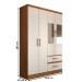Guarda-Roupa Solteiro São Francisco 4 Portas 2 Gavetas com Espelho Off White/Nogueira - Panorama Móveis