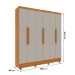 Guarda-Roupa Casal Finlândia Plus 6 Portas 4 Gavetas Cinamomo/Off White - Pnr Móveis
