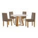 Mesa de Jantar 4 Lugares Tóquio com Vidro Castanho/Cinamomo/Suede Capuccino 17011 - Lj Móveis