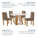 Mesa de Jantar 4 Lugares Tóquio com Vidro Castanho/Cinamomo/Suede Capuccino 17011 - Lj Móveis
