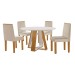 Mesa de Jantar 4 Lugares Tóquio com Vidro Castanho/Cinamomo/Suede Creme 17011 - Lj Móveis