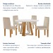 Mesa de Jantar 4 Lugares Tóquio com Vidro Castanho/Cinamomo/Suede Creme 17011 - Lj Móveis
