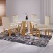 Mesa de Jantar 4 Lugares Tóquio com Vidro Castanho/Cinamomo/Suede Creme 17011 - Lj Móveis