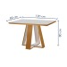 Mesa de Jantar 4 Lugares Tóquio com Vidro Castanho/Cinamomo/Suede Capuccino - Lj Móveis