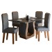 Mesa de Jantar 4 Lugares Belvedere Mel/Cinza/Veludo Cinza - Panorama Móveis