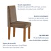 Mesa de Jantar 6 Lugares França com Vidro Castanho/Cinamomo/Suede Capuccino - Lj Móveis