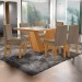 Mesa de Jantar 6 Lugares França com Vidro Castanho/Cinamomo/Suede Capuccino - Lj Móveis