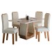 Mesa de Jantar 4 Lugares Belvedere com Vidro Mel/Off White/Veludo Pastel - Panorama Móveis