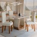 Mesa de Jantar 4 Lugares Belvedere com Vidro Mel/Off White/Veludo Pastel - Panorama Móveis
