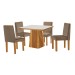 Mesa de Jantar 4 Lugares Austrália com Vidro Castanho/Cinamomo/Suede Capuccino 17016 - Lj Móveis