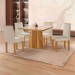 Mesa de Jantar 4 Lugares Austrália com Vidro Castanho/Cinamomo/Suede Creme 17016 - Lj Móveis