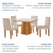 Mesa de Jantar 4 Lugares Austrália com Vidro Castanho/Cinamomo/Suede Creme 17016 - Lj Móveis