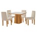 Mesa de Jantar 4 Lugares Austrália com Vidro Castanho/Cinamomo/Suede Creme 17016 - Lj Móveis