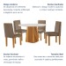 Mesa de Jantar 4 Lugares Austrália com Vidro Castanho/Cinamomo/Suede Capuccino 17017 - Lj Móveis