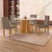 Mesa de Jantar 4 Lugares Austrália com Vidro Castanho/Cinamomo/Suede Capuccino 17017 - Lj Móveis