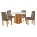 Mesa de Jantar 4 Lugares Austrália com Vidro Castanho/Cinamomo/Suede Capuccino 17017 - Lj Móveis