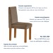 Mesa de Jantar 4 Lugares Austrália com Vidro Castanho/Cinamomo/Suede Capuccino 17017 - Lj Móveis