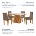Mesa de Jantar 4 Lugares Austrália com Vidro Castanho/Cinamomo/Suede Capuccino - Lj Móveis