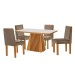 Mesa de Jantar 4 Lugares Austrália com Vidro Castanho/Cinamomo/Suede Capuccino - Lj Móveis