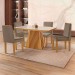Mesa de Jantar 4 Lugares Austrália com Vidro Castanho/Cinamomo/Suede Capuccino - Lj Móveis