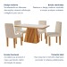 Mesa de Jantar 4 Lugares Austrália com Vidro Castanho/Cinamomo/Suede Creme - Lj Móveis