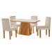 Mesa de Jantar 4 Lugares Austrália com Vidro Castanho/Cinamomo/Suede Creme - Lj Móveis