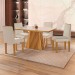 Mesa de Jantar 4 Lugares Austrália com Vidro Castanho/Cinamomo/Suede Creme - Lj Móveis