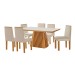 Mesa de Jantar 6 Lugares Austrália com Vidro Castanho/Cinamomo/Suede Creme - Lj Móveis
