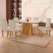 Mesa de Jantar 6 Lugares Austrália com Vidro Castanho/Cinamomo/Suede Creme - Lj Móveis