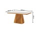 Mesa de Jantar 6 Lugares Austrália com Vidro Castanho/Cinamomo/Suede Creme - Lj Móveis