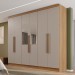 Guarda-Roupa Casal Itália 6 Portas 4 Gavetas com Espelho Cinamomo/Off White - Pnr Móveis