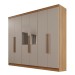 Guarda-Roupa Casal Itália 6 Portas 4 Gavetas com Espelho Cinamomo/Off White - Pnr Móveis