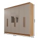 Guarda-Roupa Casal Itália 6 Portas 4 Gavetas com Espelho Cinamomo/Off White - Pnr Móveis