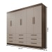 Guarda-Roupa Casal Monte Negro 6 Portas 9 Gavetas Savana/Off White - Pnr Móveis