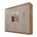 Guarda-Roupa Casal Monte Negro 6 Portas 9 Gavetas com Espelho Cinamomo/Off White - Pnr Móveis