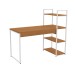 Mesa Escrivaninha Vitale 2 Prateleiras Canela/Branco Brilho - Kappesberg