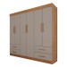 Guarda-Roupa Casal Kali 6 Portas 4 Gavetas Cinamomo/Off White - Pnr Móveis