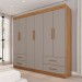 Guarda-Roupa Casal Kali 6 Portas 4 Gavetas Cinamomo/Off White - Pnr Móveis