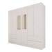 Guarda-Roupa Casal Kali 6 Portas 4 Gavetas com Espelho Branco - Pnr Móveis