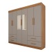 Guarda-Roupa Casal Kali 6 Portas 4 Gavetas com Espelho Cinamomo/Off White - Pnr Móveis