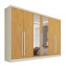 Guarda-Roupa Casal Valencia 6 Portas 6 Gavetas 100% Mdf com Espelho Off White/Peroba - Mademarques