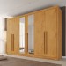 Guarda-Roupa Casal Alba Plus 6 Portas 4 Gavetas 100% Mdf com Espelho Peroba - Mademarques