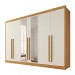 Guarda-Roupa Casal Alba Plus 6 Portas 4 Gavetas 100% Mdf com Espelho Peroba/Off White - Mademarques
